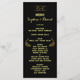 Convites de Casamento | Dourado Menu Preto Pavão
