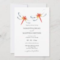 Convites De Casamento Dragonfly Vermelha Por Aquar
