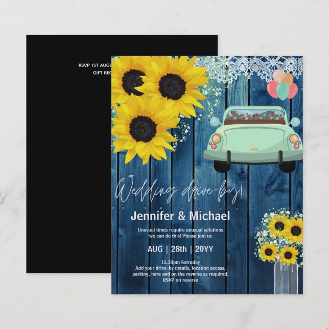 Convites de casamento Drive-BY Orçamentário - Casa (Frente/Verso)