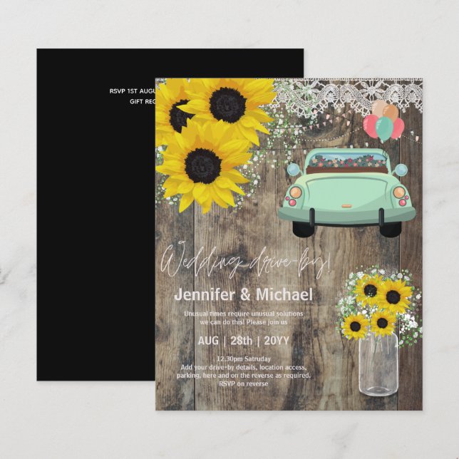 Convites de casamento Drive-BY Orçamentário - Casa (Frente/Verso)