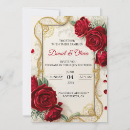 Convites de casamento Elegante com flores vermelha
