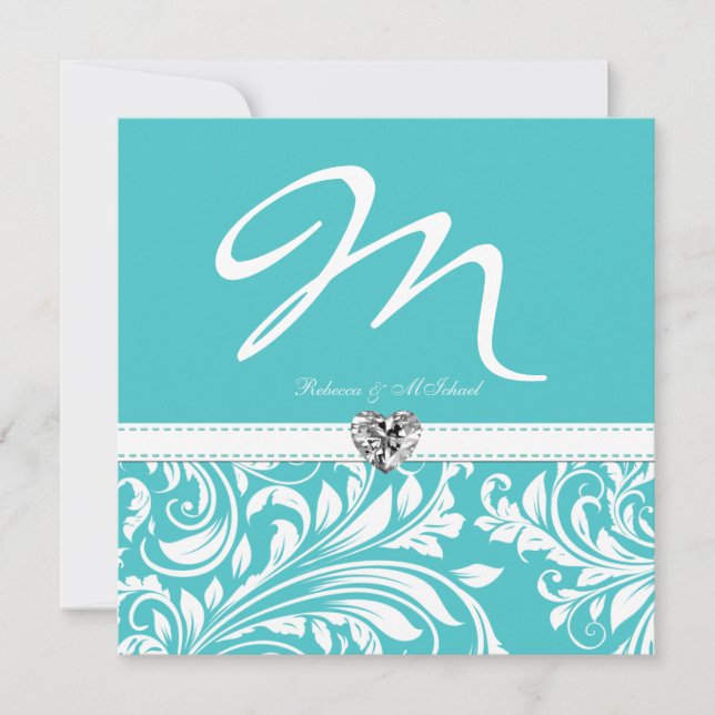 Convites de casamento Elegante de Monograma de Tea (Frente)