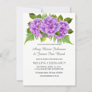 Convites de casamento Elegante Roxo Hydrangea