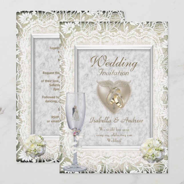Convites de Casamento Elegantes (Frente/Verso)