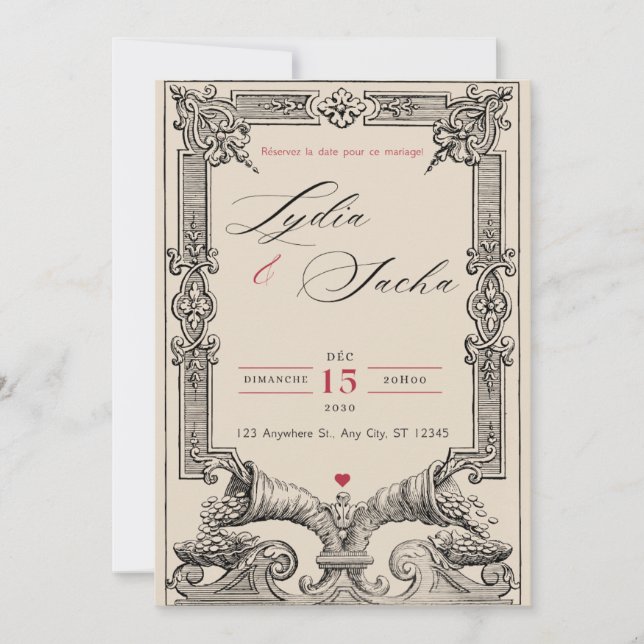 Convites de Casamento Elegantes (Coleção A6) (Frente)