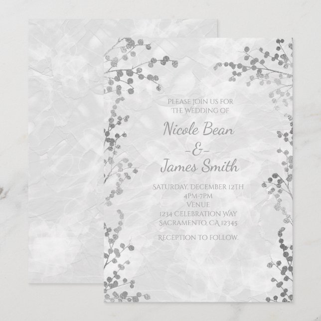 Convites de Casamento Elegantes com Frutas Florais (Frente/Verso)