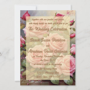 Convites de Casamento Elegantes com Rosas Cor-de-R