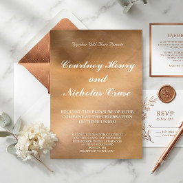 Convites de Casamento Elegantes de Cobre e Branco