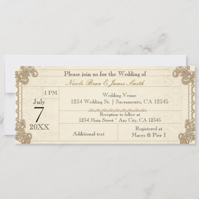 Convites de Casamento Elegantes de Renda Vintage A (Frente)