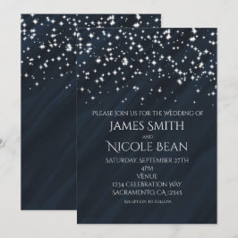 Convites de Casamento Elegantes Estrelas Azuis e B