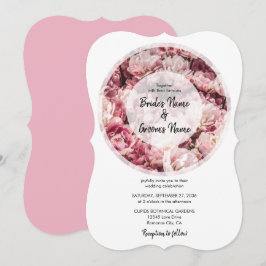 Convites de Casamento Elegantes Peônias Rosa