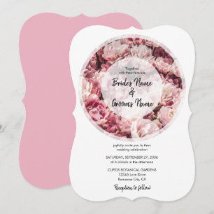 Convites de Casamento Elegantes Peônias Rosa