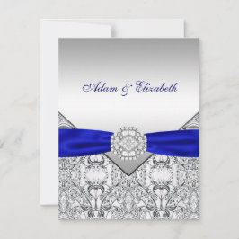 Convites de Casamento Elegantes Prata e Azul Real