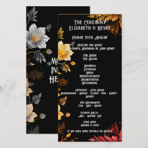 Convites de Casamento Elegantes Preto e Dourado Fl