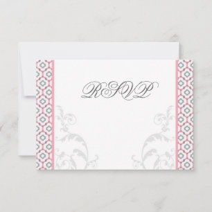 Convites de Casamento Elegantes Rosa e Cinza para 