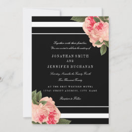 Convites de casamento em branco e preto modernos