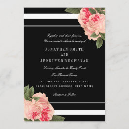 Convites de casamento em branco e preto modernos