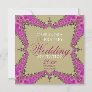 Convites de Casamento em Cetim Dourado e Renda Ros
