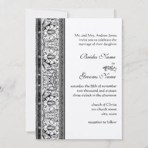 Convites de Casamento em Damasco Preto