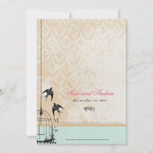 Convites de Casamento em Gaiola de Pássaros Vintag