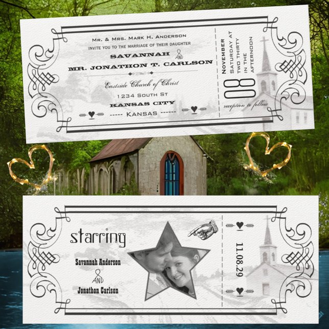 Convites de Casamento em Ticket para Capela de Mar (Criador carregado)