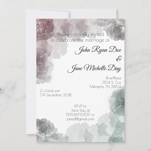 Convites de casamento Emerald e Ametist Watercolor (Frente)