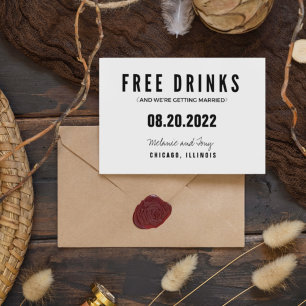 Convites de casamento engraçados de bebidas grátis