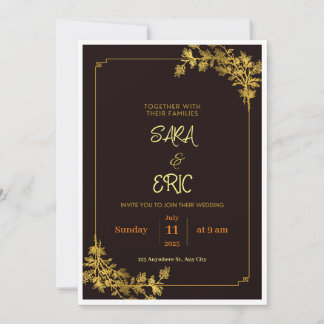 Convites de Casamento Estético Laranja e Vermelho