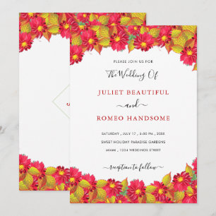 Convites de Casamento Exemplares com Flores Vermel