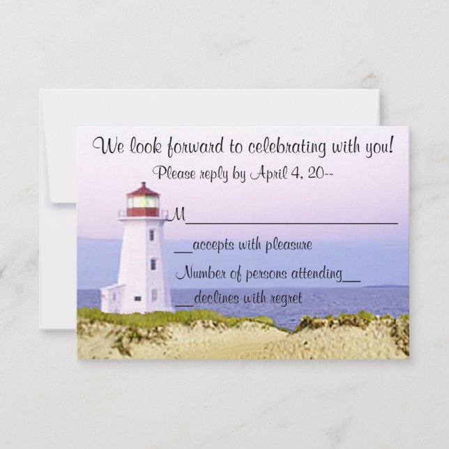 Convites de Casamento Farol RSVP / Notas de Respos (Frente)