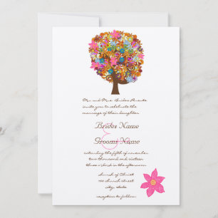 Convites de Casamento Flor Árvore do Amor Flor Ros