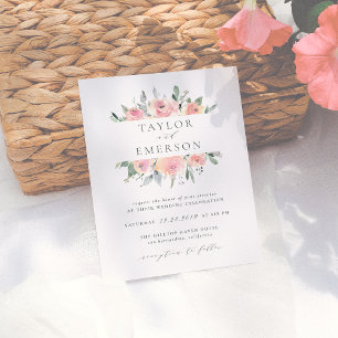 Convites de Casamento Florais aquarela Blush & Sag