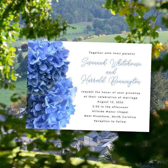 Convites de Casamento Florais Azuis (Criador carregado)