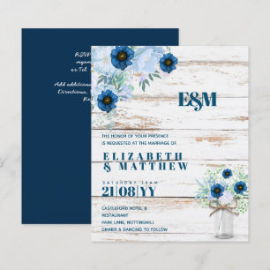 CONVITES DE CASAMENTO Florais Azuis BUDGET