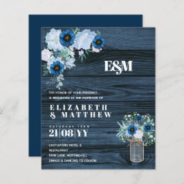 CONVITES DE CASAMENTO Florais Azuis BUDGET