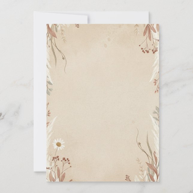 Convites de Casamento Florais Boho É Natural (Verso)