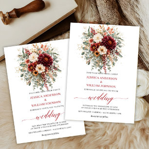 Convites de Casamento Florais Boho Verde Outono Bo