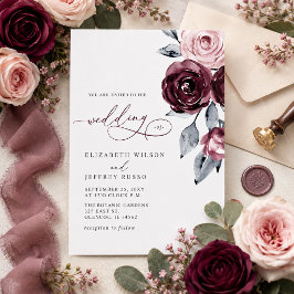 Convites de Casamento Florais Brancos de Borgonha