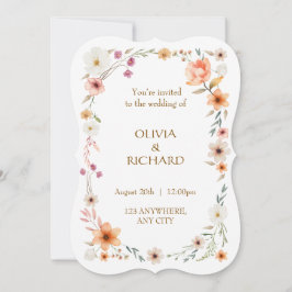 Convites de casamento florais brancos e pêssego el