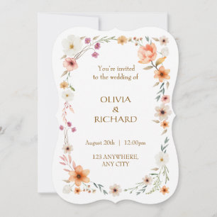 Convites de casamento florais brancos e pêssego el