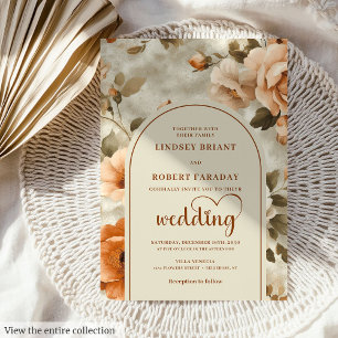 Convites de Casamento Florais Chic Boho Rusty Marf