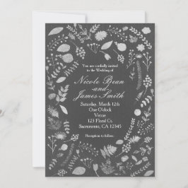 Convites de Casamento Florais Cinza Carvão e Prata