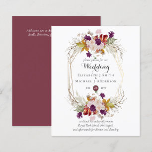 Convites de casamento Florais Cor-de-Rosa com Pinc