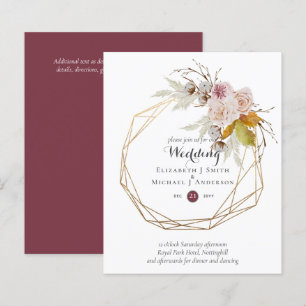 Convites de casamento Florais Cor-de-Rosa com Pinc