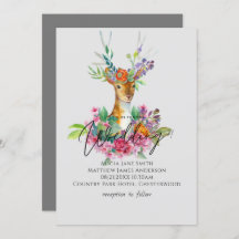 Convites de casamento Florais de Boho Woodland Dee