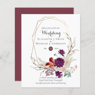 Convites de casamento Florais de Gengibre Cor-de-R