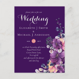 Convites de casamento Florais de Ginger Roxo