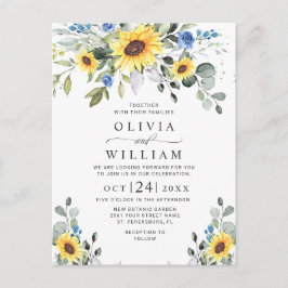 Convites de Casamento Florais de Girassóis Elegant