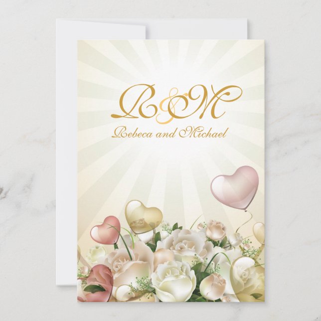 Convites de casamento florais elegantes (Frente)