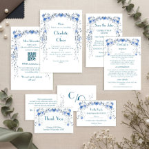 Convites de Casamento Florais Elegantes em Aquarel